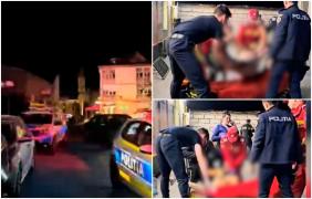 Bătaie în toată regula în faţa unui supermarket din Sighetu Marmației. Unul dintre agresori şi-a atacat rivalii cu un topor