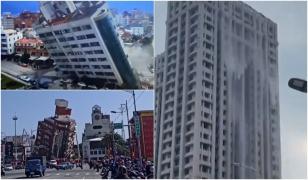 Cutremur în Taiwan. Imagini cu apa dintr-o piscină, care se scurge pe faţada unui zgârie-nori. Armata intervine în zonele afectate