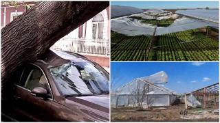 Bilanțul furtunii din România: Peste 100 de mașini avariate, solarii și gădini de sute de mii de lei distruse