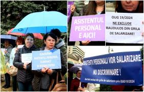 Zeci de asistenţi personali din Târgu Mureş au protestat în faţa prefecturii. Oamenii cer să fie incluşi în noua grilă de salarizare