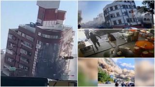 Momentul în care cutremurul de 7,4 loveşte Taiwan. Clădiri prăbuşite, alunecare de teren şi oameni prinşi sub dărâmături