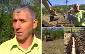 După 7 ani, un gorjean a învins primăria şi a lăsat localitatea fără canalizare. Vrea 5 miliarde şi chirie ca să o facă la loc