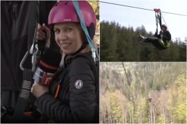 Adrenalină şi distracţie la Gura Humorului, pe cea mai lungă tiroliană din ţară pe un singur segment. Preţurile variază între 100 şi 150 de lei, în funcţie de coborâre