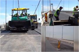 Podul de la Brăila, menit să reziste 120 de ani, intră din nou în reparaţii. Muncitorii reasfalteză un sens care a mai fost reparat