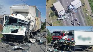Impact devastator între două camionete, pe un drum din Brăila. Traficul este blocat total, o victimă a fost preluată de elicopterul SMURD
