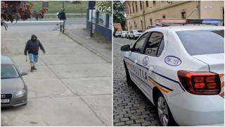 Filmul atacului halucinant din Timișoara. Motivul pentru care agresorul a distrus mașina unui bărbat și i-a amenințat familia