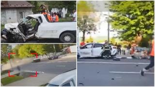 Filmul accidentului teribil din Râmnicu Vâlcea. Un şofer beat cu un bolid de lux a făcut o depăşire neregulamentară. Un bărbat de 58 de ani a murit