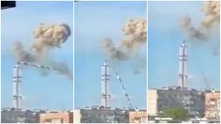 Momentul în care ruşii doboară turnul televiziunii din Harkov, înalt de 240 metri. ISW: Rusia vrea să distrugă oraşul
