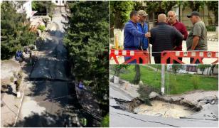 Muncitorii au început să astupe craterul adânc de 15 m din Slănic. Când s-ar putea întoarce acasă cele 60 de persoane evacuate