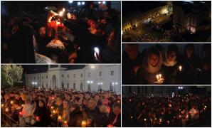 "Hristos a Înviat!" Bisericile din țară, neîncăpătoare în Noaptea de Înviere. Mii de credincioşi au primit Lumina Sfântă în suflete şi în case