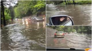 Furtunile încep să facă ravagii în ţară: străzi din Sinaia, inundate. Până când ţine codul galben de vijelii şi grindină