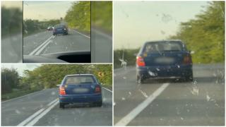 Şofer audiat de poliţişti, după ce a fost filmat cum conducea haotic pe o şosea din Tulcea. Bărbatul, la un pas de accident frontal