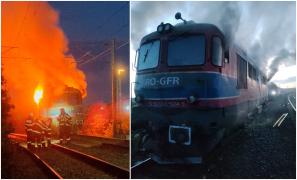 O locomotivă a luat foc, la ieşire din Poarta Albă spre Murfatlar. Pompierii au luptat două ore să stingă incendiu