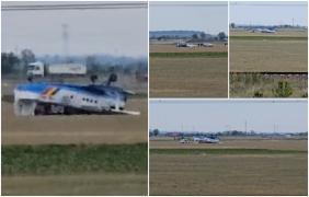Incident aviatic în Buzău: O aeronavă folosită pentru antrenament s-a răsturnat în timpul unei aterizări