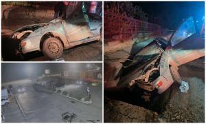 Accident mortal în Dej. Momentul în care bărbatul fără permis intră cu maşina radiată, cu plăcuţe false, într-un cap de podeţ