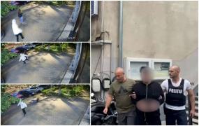 Femeie, atacată din senin de un tânăr de 25 de ani pe o stradă din Sectorul 2 din Capitală. Momentul a fost surprins de o cameră de supraveghere