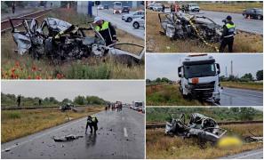 Şofer mort într-o Skoda zdrobită de cisternă, în Constanţa. Maşina ar fi intrat pe contrasens, pe drumul între Năvodari si Corbu