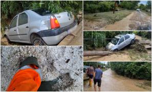 "A fost potop!" Maşini luate de ape, acoperişuri smulse de vânt şi culturi distruse. O furtună de câteva minute a făcut prăpăd în Vaslui