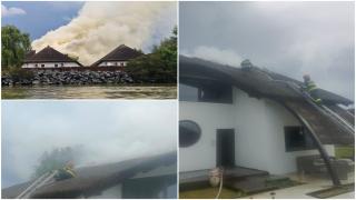 Incendiu la un bungalow din localitatea Crișan, Tulcea. Pompierii intervin pentru stingerea flăcărilor