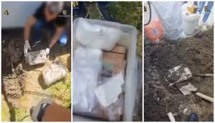 Trei traficanţi din Giurgiu au îngropat 14 kilograme de cocaină în grădina casei. Îşi convinseseră vecinii că sunt pescari