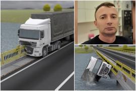 ANIMAŢIE. Şofer, mort după ce i-a explodat roata şi a căzut cu TIR-ul în Dunăre