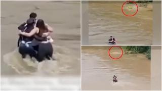 Bianca, Patrizia și Cristian puteau să scape cu viață. Momentul în care un pompier sare în apă după ei și se zbate să-i salveze. Curenții l-au împiedicat