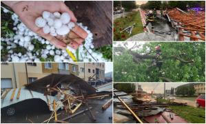 "Ajunge, Doamne!" Imagini cu dezastrul lăsat în urmă de furtuni. Ploile torenţiale şi grindina au făcut ravagii în vestul ţării
