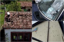 Localitate distrusă după o furtună de 15 minute. Zeci de case şi maşini au fost ciuruite de grindină, iar puhoaiele au intrat în case