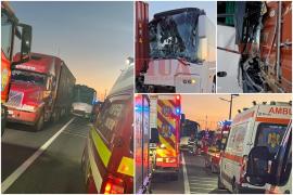 Impact cumplit între un autocar cu 42 de copii ucraineni şi un TIR, în Constanţa. Planul roşu de intervenţie, activat: 13 minori, răniţi