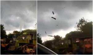 "Copacii s-au prăbuşit. A fost impresionant". O tornadă a lovit în Franţa, la Carlepont. În câteva minute, totul a fost luat pe sus de vântul puternic
