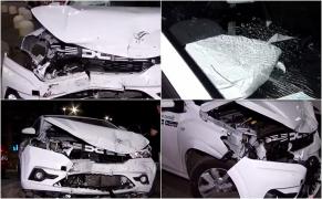 Un șofer de ridesharing a izbit în plin o mașină care circula regulamentar, într-o intersecție din Capitală. Ambele vehicule, proiectate pe contrasens