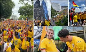 30.000 de suporteri români au luat cu asalt străzile din Koln, pentru meciul tricolorilor cu Belgia. Au încins chiar şi o horă în faţa Catedralei din oraş