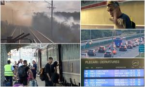 "Nu apă, nu mâncare, nu nimic. Și copii şi bătrâni, toţi". Sute de călători au așteptat cu orele în trenuri și gări, din cauza unui incediu puternic izbucnit la Fundulea