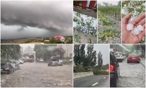 Potop în Bucureşti şi în ţară: Străzi inundate, strat de gheaţă, zeci de maşini distruse de copacii doborâţi: 