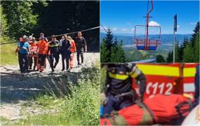 Doi muncitori care făceau revizia la telescaunul Parâng au căzut în gol 8 metri. Au supraviețuit miraculos, după ce cablul de tractare s-a rupt
