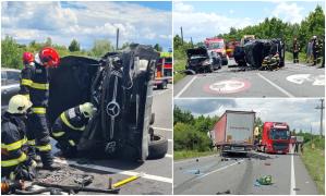Primarul din Brebu, victimă într-un accident cumplit pe DN 6, în Caraş-Severin. Bucăţi din maşini s-au împrăştiat zeci de metri pe şosea