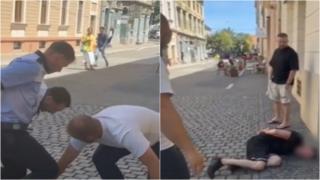 Drogat și pus pe scandal, a călcat cu mașina un polițist care voia să-l amendeze. Tânărul de 26 de ani, prins de un operator Observator, când încerca să fugă