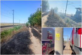 Circulaţia feroviară între București și Constanța, oprită din cauza unui incendiu de vegetaţie. 10 trenuri au fost blocate