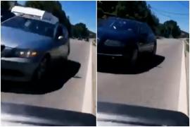 Depăşiri periculoase, filmate pe o şosea din Bacău. Doi şoferi au trecut milimetric pe lângă maşina de pe contrasens