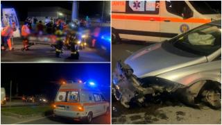 Trei răniţi la Deva, după ce o maşină a trecut peste scuarul dintr-un sens giratoriu şi s-a înfipt într-un alt autoturism