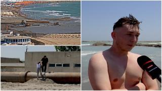 "Dacă ştiam, nu mai veneam". Turiştii de pe litoral fac plajă printre excavatoare şi ţevi