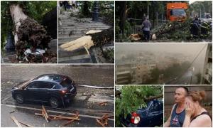 Copaci smulşi şi acoperişuri prăbuşite pe maşini în mers. O furtună cu grindină a făcut ravagii în Bucureşti, în doar câteva minute: "Ferească Dumnezeu!"