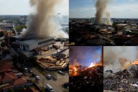Incendiu de 24 de ore la un depozit de deşeuri din Satu Mare. 60 de pompieri se luptă cu flăcările