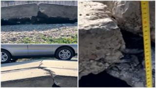 Asfaltul de pe un drum din Iaşi a pocnit şi s-a ridicat din cauza caniculei. Şoferii încă circulă pe el