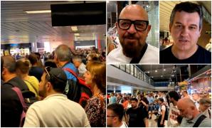 Haos pe aeroportul Otopeni. Sute de oameni au așteptat ore în șir după bagaje. Printre ei, Piedone şi Tomac