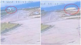 Momentul în care avionul Bombardier se prăbuşeşte şi explodează în Nepal. Pilotul, singurul supravieţuitor
