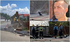 Dorel a lovit la Băicoi, în Prahova. Muncitorii au spart o ţeavă de gaze, în timp ce lucrau la reţeaua de canalizare