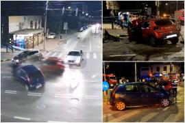 Momentul carambolului din centrul Sucevei a fost filmat. Patru persoane au ajuns la spital, după de 3 maşini s-au ciocnit
