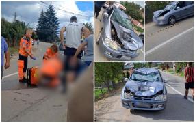 Adolescent de 14 ani, în stare gravă la spital după ce a intrat pe contrasens și s-a izbit de o mașină