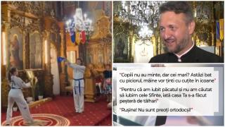 Un preot din Oradea a stârnit controverse după ce a lăsat câțiva copii să practice karate în fața altarului: "Casa Ta s-a făcut peșteră de tâlhari"